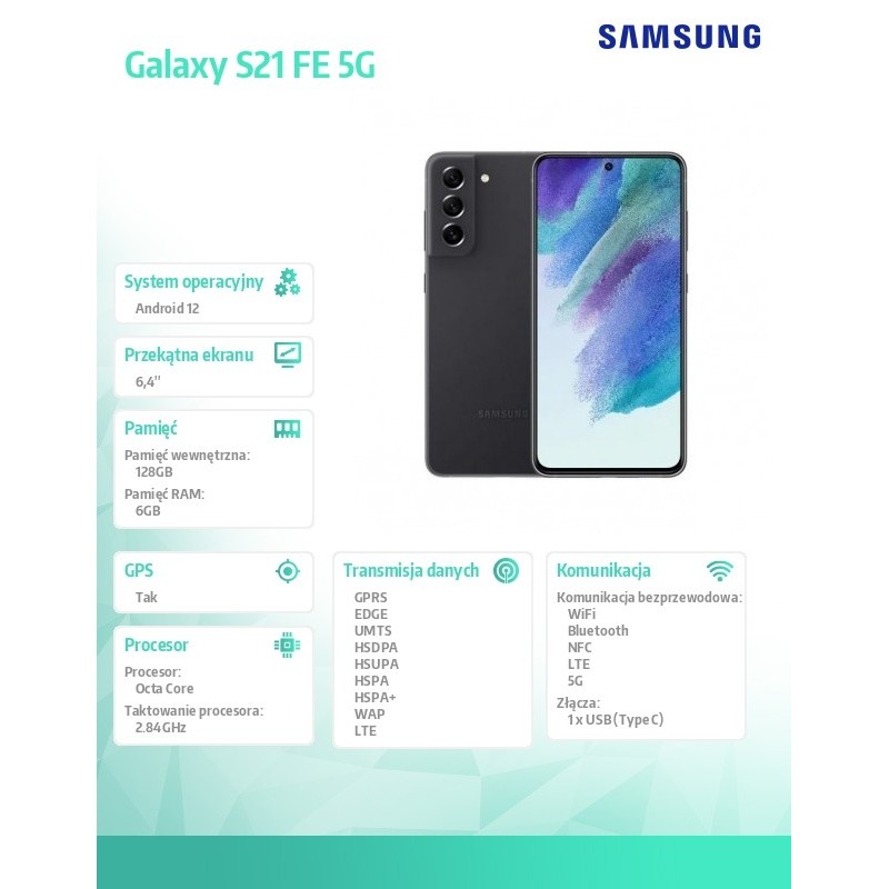 Samsung Smartfon Galaxy S21FE DualSIM 5G 8|128GB Szary Enterprise